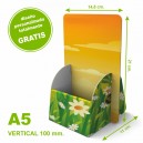 Dispensador de cartón personalizado A5 vertical 100 mm.