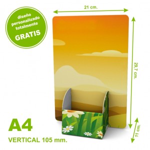 Dispensador personalizado de cartón A4 vertical 105 mm.