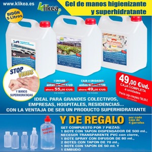 Gel higienizante e hidratante