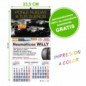 Calendario pared L&aacute;mina Peque&ntilde;a (faldilla bimensual)