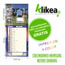 Calendario pared notas diarias